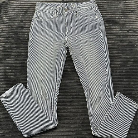 Seven7 Tummyless High Rise Skinny Striped Blue Jeans Women’s Size 4 - Picture 1 of 10